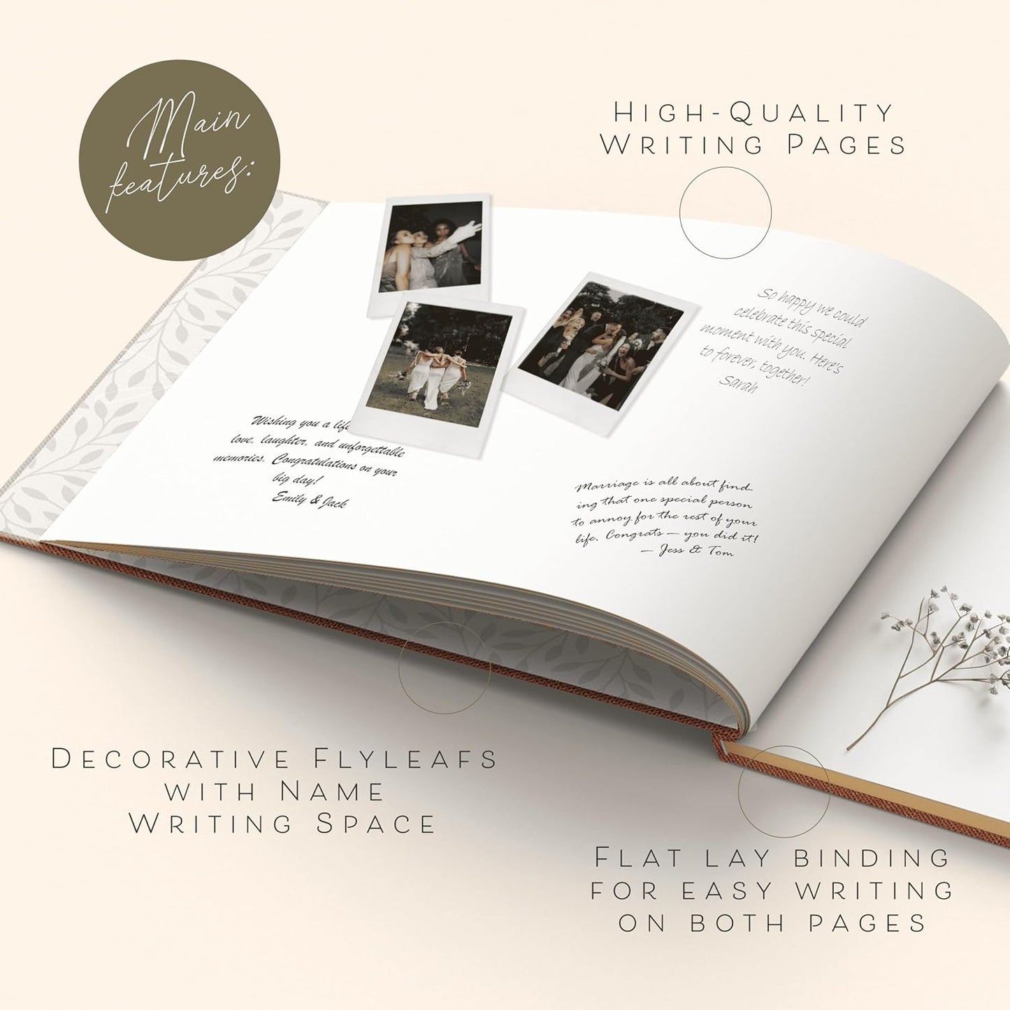 ARTESORI Custom 2025 Wedding Guest Book for Reception — Gold-Foiled Guestbook to Sign in, Elegant Baby Shower Guest Book for Party & Birthday — Photo & Polaroid Guest Book for Wedding & Bridal Shower