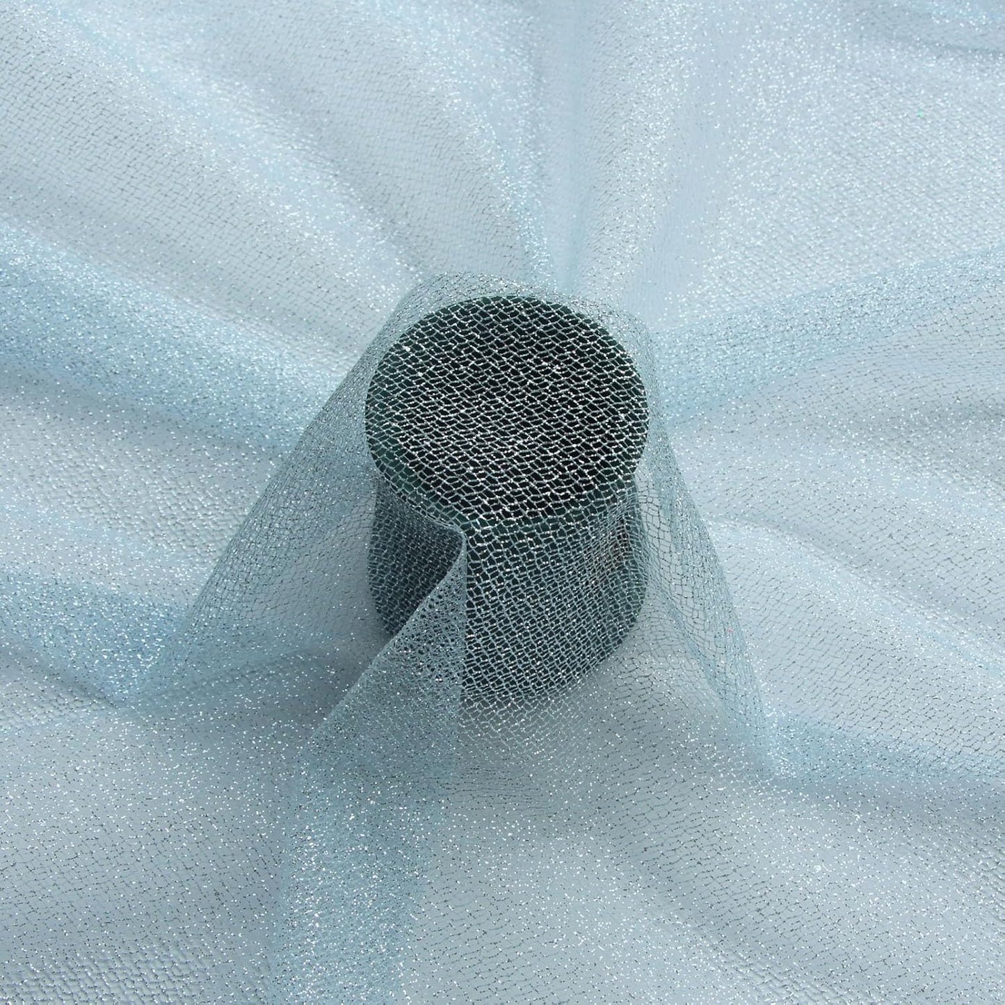 Glitter Tulle Fabric 56 Inch by 5.5 Yards Fabric Tulle Bolt for Wedding Christmas Decorations DIY White Tutu Baby Shower Table Skirt Ceiling Decor Birthday Party Craft Supplies-Blue