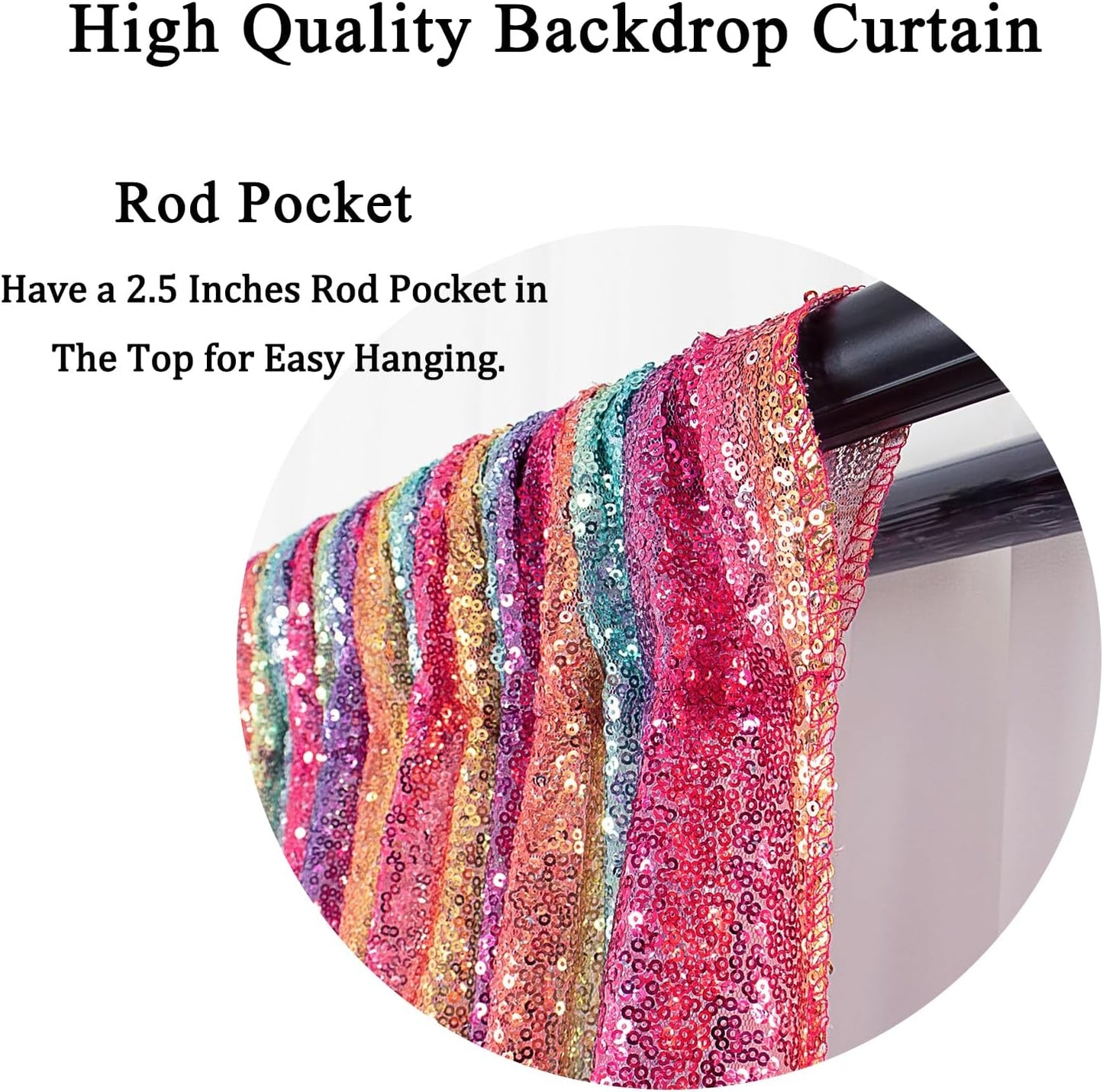 DUOBAO 10FTx10FT Rainbow Sequin Backdrop with Rod Pockets 10FT Glittering Photo Booth Backdrops Glitter Curtain for Party, Perfect for Halloween Birthday Wedding Ceremony Decor