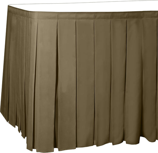 Ultimate Textile Pleat Polyester Fabric Table Skirt - Machine Washable Flame Resistant with Clips for Events, Weddings & Trade Shows, Cut & Sewn in Paterson, NJ - Cafe, 21' Box Pleat