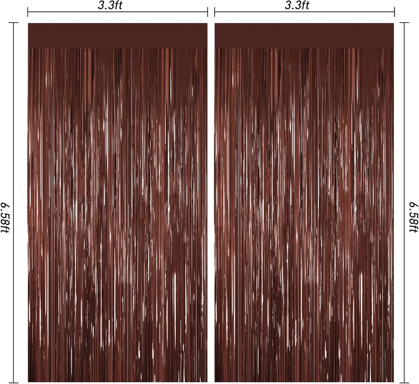 Coffee Brown Metallic Tinsel Backdrop Foil Fringe Curtains 2Packs Door Streamers Backdrop for Birthday Door Decorations, Party Supplies for Bachelorette, Graduation, Christmas Disco Groovy Decors