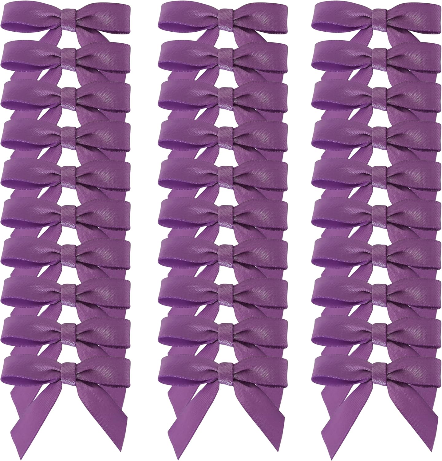 50pcs 1-1/2" Purple Satin Ribbon Bows Without Twist Ties Mini Ribbon Bows for Candy Partiy Decoration Gift Packing&Wrapping Accessoried(Purple)