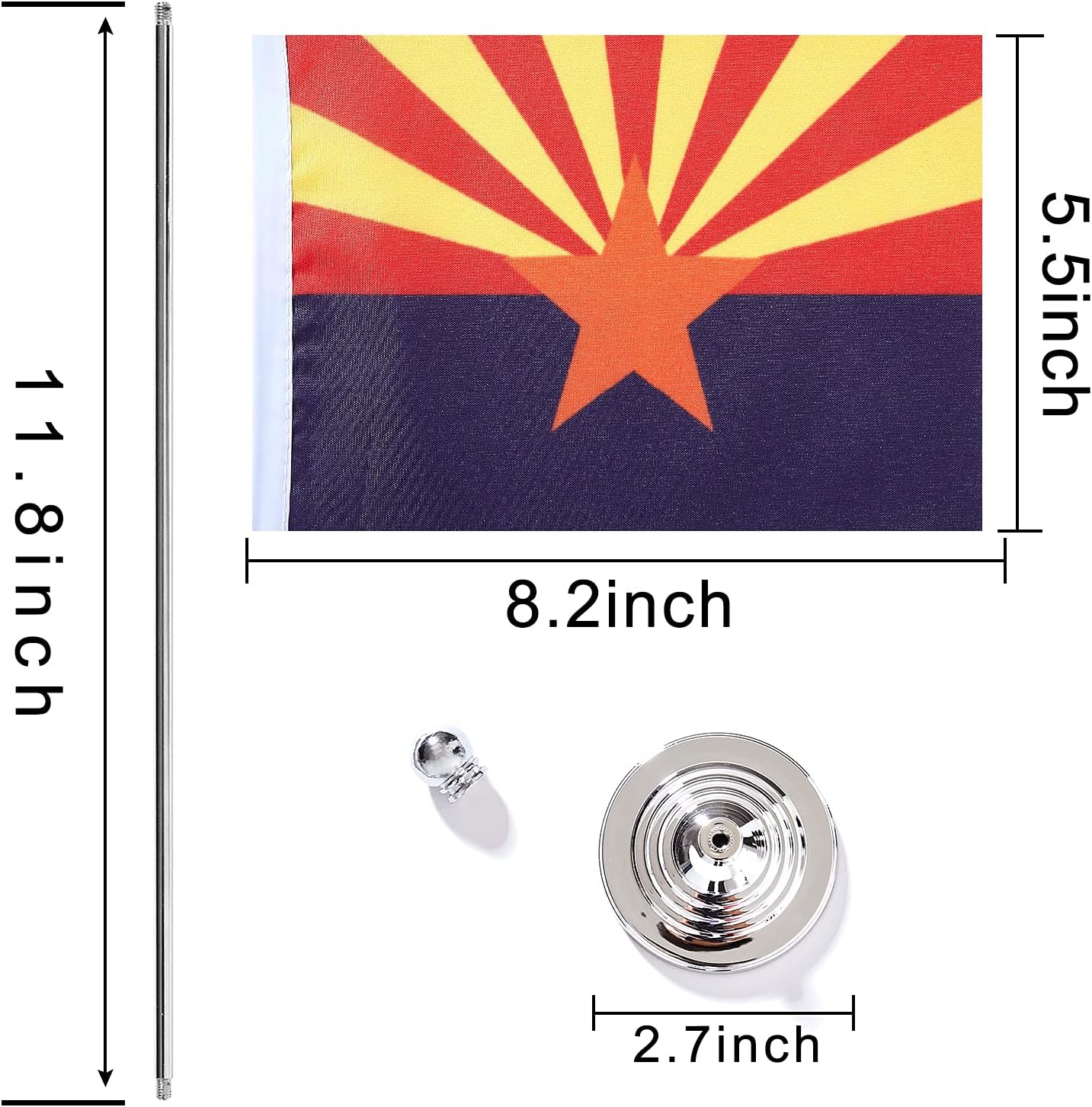 ZXvZYT 2 Pack American US Arizona flag USA Arizona AZ State table flag,Small Mini United States Desk Flags With Stand Base,for U.S. States Party Events Celebration Decorations Supplies