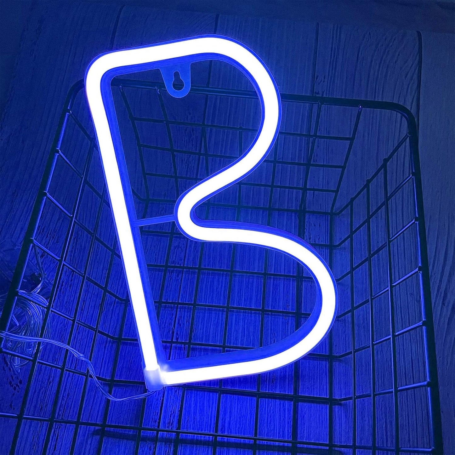 ENUOLI LED Blue Neon Letter Signs Night Light Battery or USB Operated LED Marquee Letters Neon Art Decorative Lights Wall Decor for Children Baby Room Christmas Wedding Party Decoration(B)