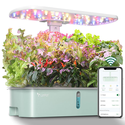 LetPot LPH-Air Hydroponics Growing System Kits, APP & WiFi Controlled Smart Indoor Garden with Adjustable 24W Grow Light Full Spectrum, 10 Pods Planter Indoor Gardening for Gifts, Kitchen, Vegetable