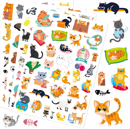 Cute Cat Stickers Kitty Decal Sticker 685 Counts Party Gifts Goodie Bags Decor Reward Animal Birthday Party Favors Vinyl Waterproof Cat Water Bottle Laptop Stickers Invitation Decor