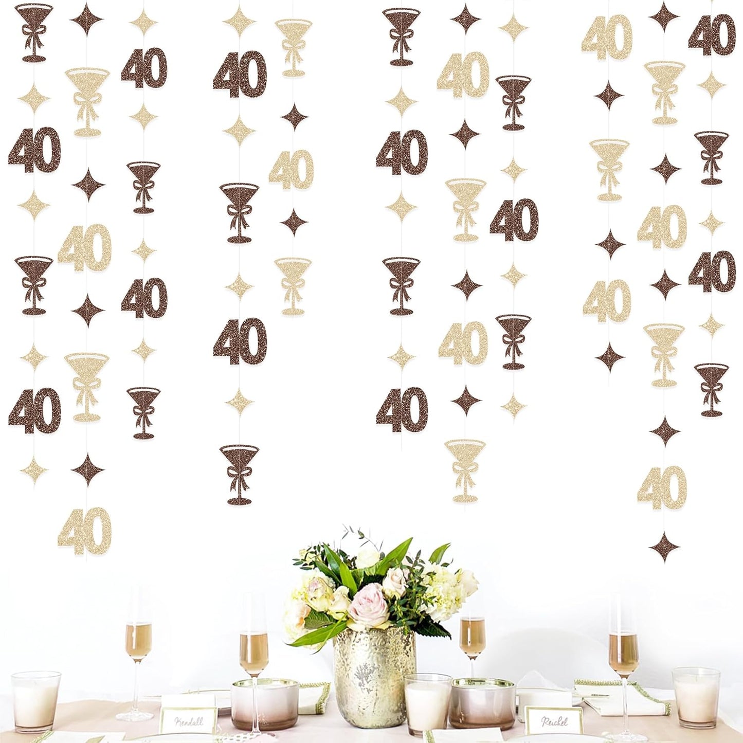 Champagne Gold Brown 40th Birthday Decorations Espresso Martini Garland Streamer Banner Decor for Womens A Tini Bit Older Martini Birthday Cheers to 40 Years Happy 40th Anniversary Bar Party Supplies