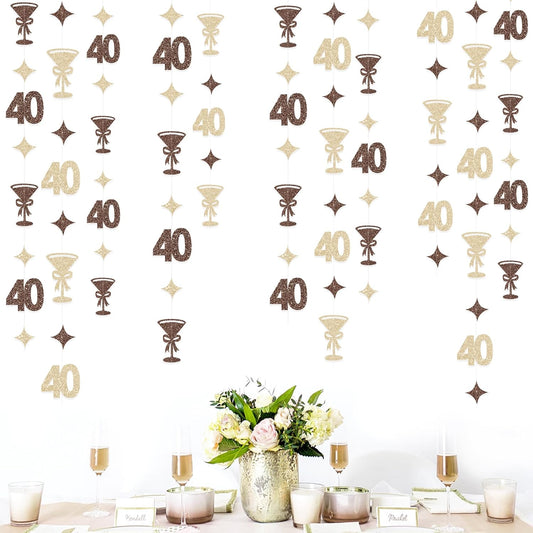 Champagne Gold Brown 40th Birthday Decorations Espresso Martini Garland Streamer Banner Decor for Womens A Tini Bit Older Martini Birthday Cheers to 40 Years Happy 40th Anniversary Bar Party Supplies