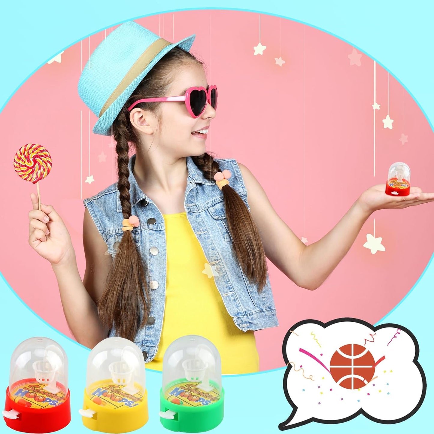 52 Pcs Mini Finger Basketball Toys Handheld Desktop Table Basketball Hoop Shooting Game for Birthday Sports Party Favors Classroom Rewards Gift Bag Fillers