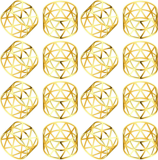 KPOSIYA Set of 20 Napkin Rings with Hollow Out Design Gold Napkin Ring Holder for Wedding Party Holiday Banquet Christmas Dinner Delicate Serviette Buckles Decor Favor (20, Style 2-Gold)