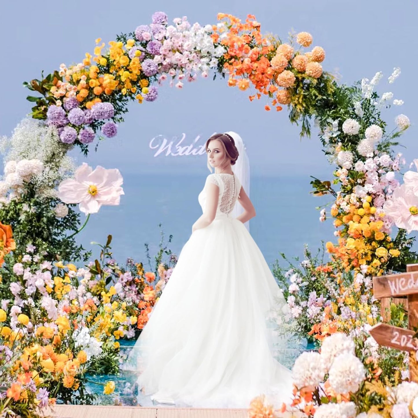 Wokceer Wedding Arch 8.5FT Round Backdrop Stand Gold Metal Circle Balloon Arch Frame Stand for Wedding Ceremony Birthday Party Bridal Shower Anniversary Candy Tables Decoration