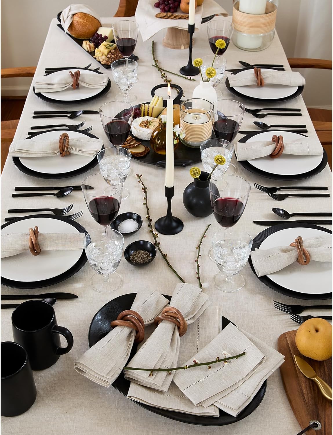 Solino Home Linen Light Natural Tablecloth 60 x 90 Inch - Classic Hemstitch, 100% Pure Linen Rectangular Tablecloth - Machine Washable Table Cloth for Fall, Autumn, Thanksgiving, Christmas, Holiday