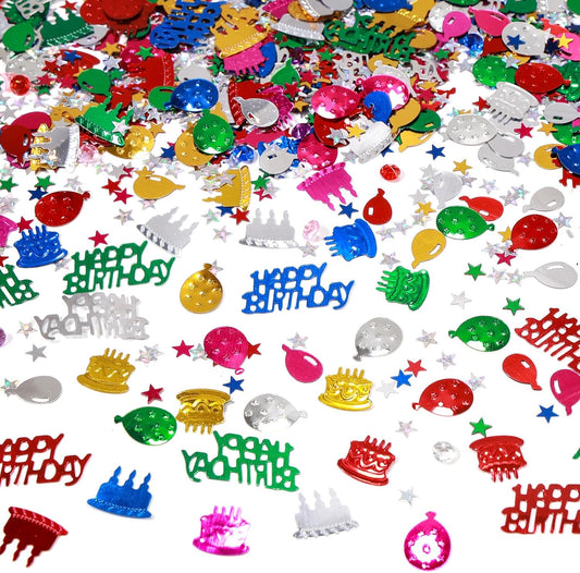 Multicolor Happy Birthday Confetti, 3000 Pcs Birthday Cake Table Metallic Foil Confetti Party Table Decor for Party, Baby Shower, DIY Arts and Crafting
