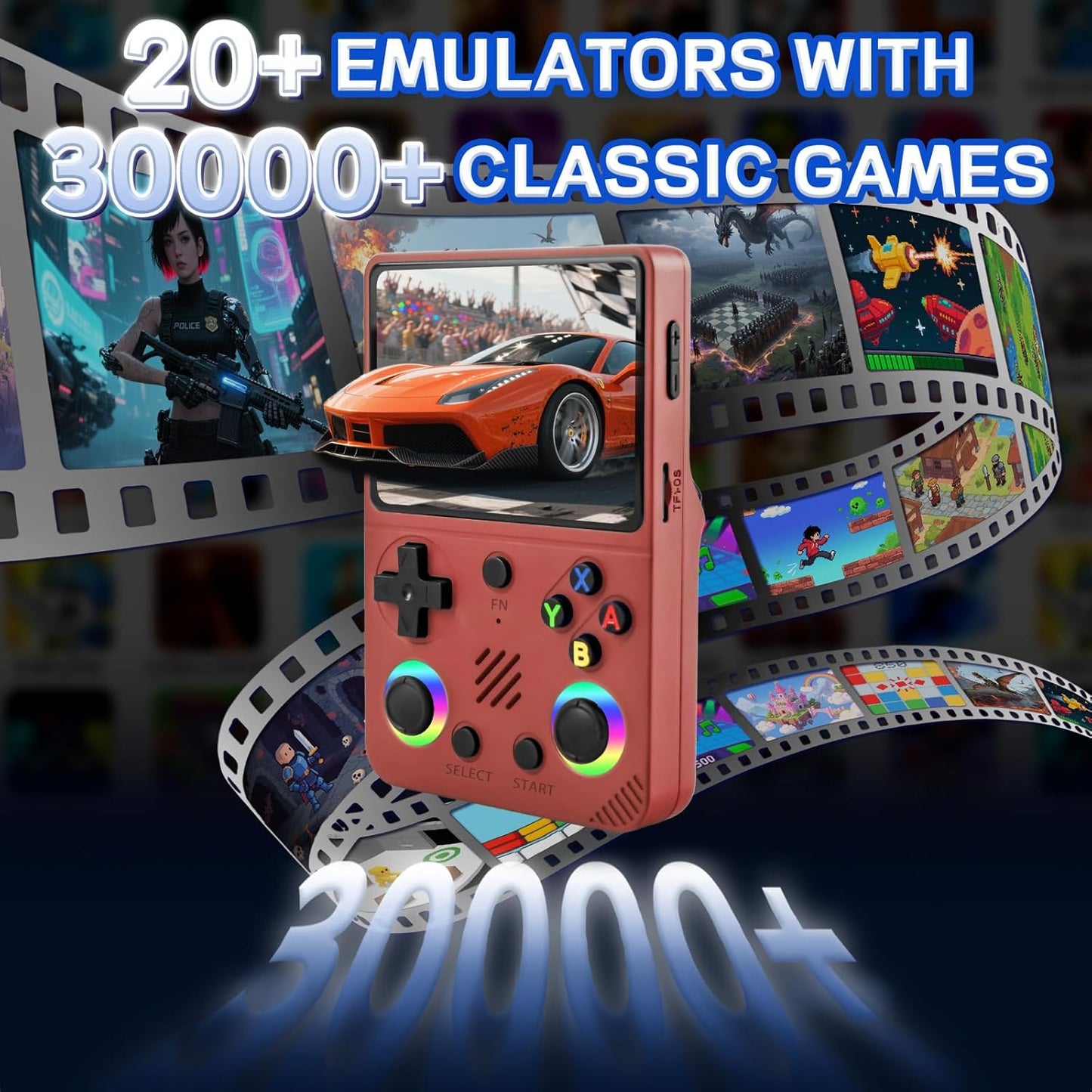 RG36 PRO Retro Handheld Game Console - Support 30000+ Classic Games,3.5-Inch Screen,3000mAh Battery,Linux OS, Portable Game Console for Travel - Birthday Gift for Teens,Boy Friends(Red)