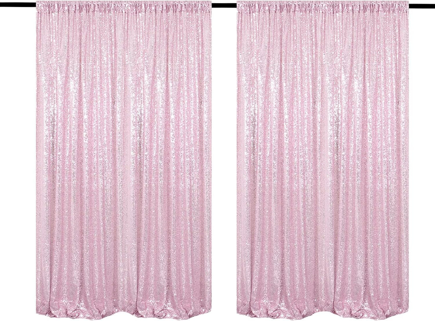 Pink Sequin Backdrop Curtains 2 Panels 4FTx8FT Glitter Pink Photo Backdrop Drapes Party Wedding Baby Shower Curtain Sparkle Photography Background