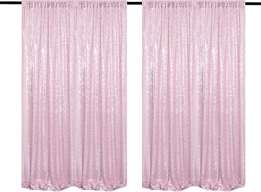 Pink Sequin Backdrop Curtains 2 Panels 4FTx8FT Glitter Pink Photo Backdrop Drapes Party Wedding Baby Shower Curtain Sparkle Photography Background