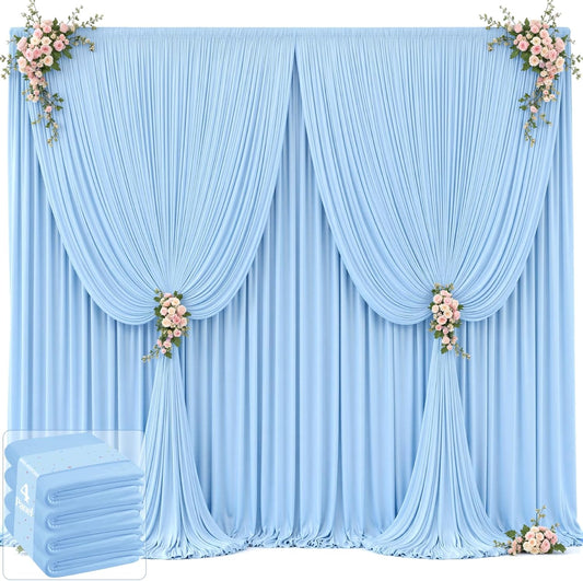 20ft x 12ft Baby Blue Backdrop Curtains Wrinkle Free Backdrop Curtain for Wedding Parties Blue Fabric Backdrops Drapes Back Drop Cloth Bridal Shower Stage Curtains Wedding Decorations for Reception