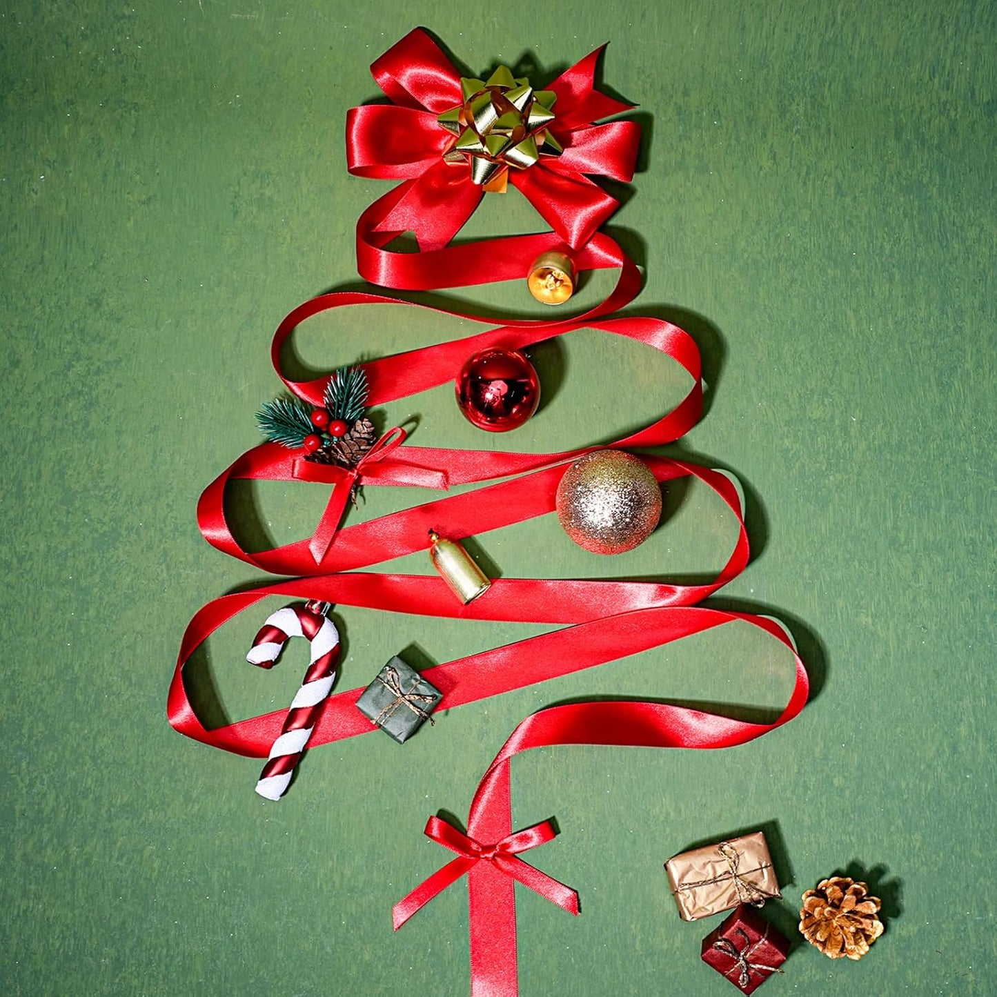 LaRibbons Bright Red Satin Ribbon 1 Inch 25 Yards Luxury Double Faced Red Ribbon for Gift Wrapping Flower Bouquet Crafts Wedding Party Christmas Decoration