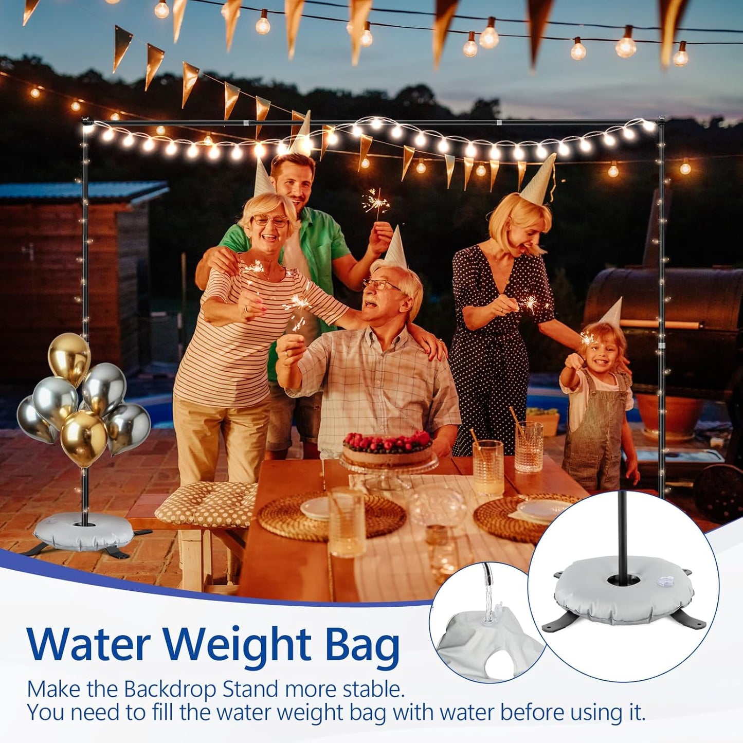 EMART Backdrop Stand 10x8.5FT Photo Studio Adjustable&Lockable Background Stand Support kit with Cross Base for Photography, Parties, Wedding, Outdoors (with 8 Tent Nails, 2 Water Bag, 4 Clamps)