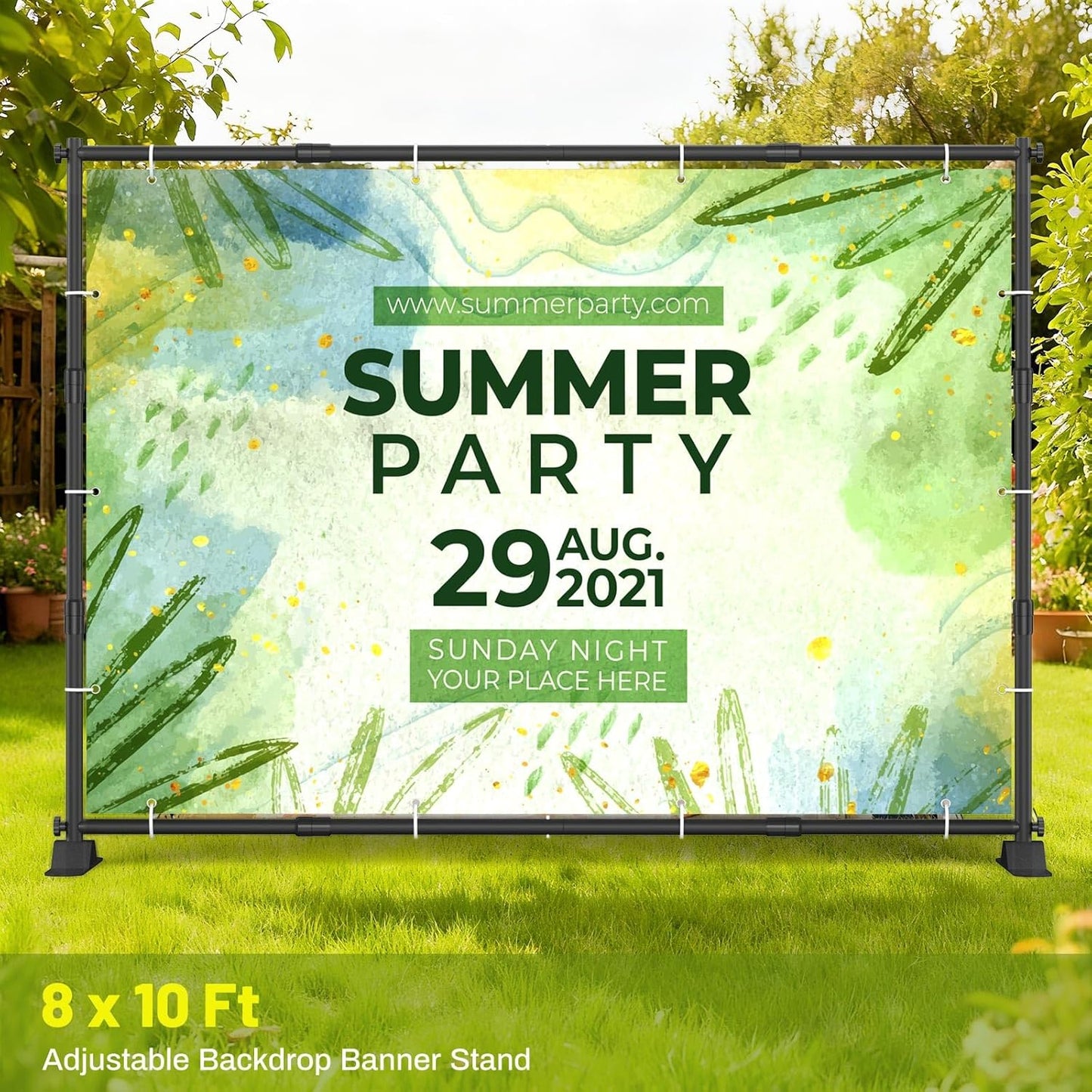 10 x 8 Ft Heavy Duty Backdrop Banner Stand, Adjustable Photo Background Support Frame Kit, Backdrop Stand for Parties Birthday Party Baby Shower Wedding Decorations