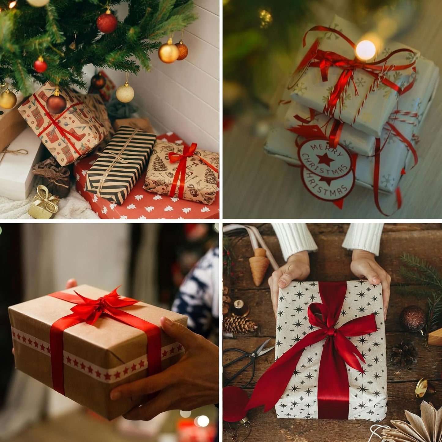 5/8 Inch Red Satin Ribbon 50 Yards Solid Fabric Ribbons for Gift Wrapping, Crafts and DIY Projects, Bows Making, Wedding, Party, Holiday Decor