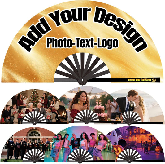 Custom Fans with Your Photo/Text - 13 Inch Personalized Folding Hand Fan for Line Dancing, Weddings, Parties | Decorative Gift for Women, Church Events & Dance Performances (100, 10 Inch)