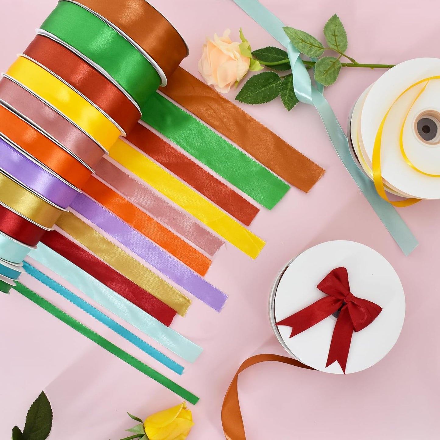 TONIFUL 1 Inch x 100yds Rust Satin Ribbon, Thin Solid Color Satin Ribbon for Gift Wrapping, Crafts, Hair Bows Making, Wedding Party Decoration, Invitation Cards, Floral Bouquets, Christmas