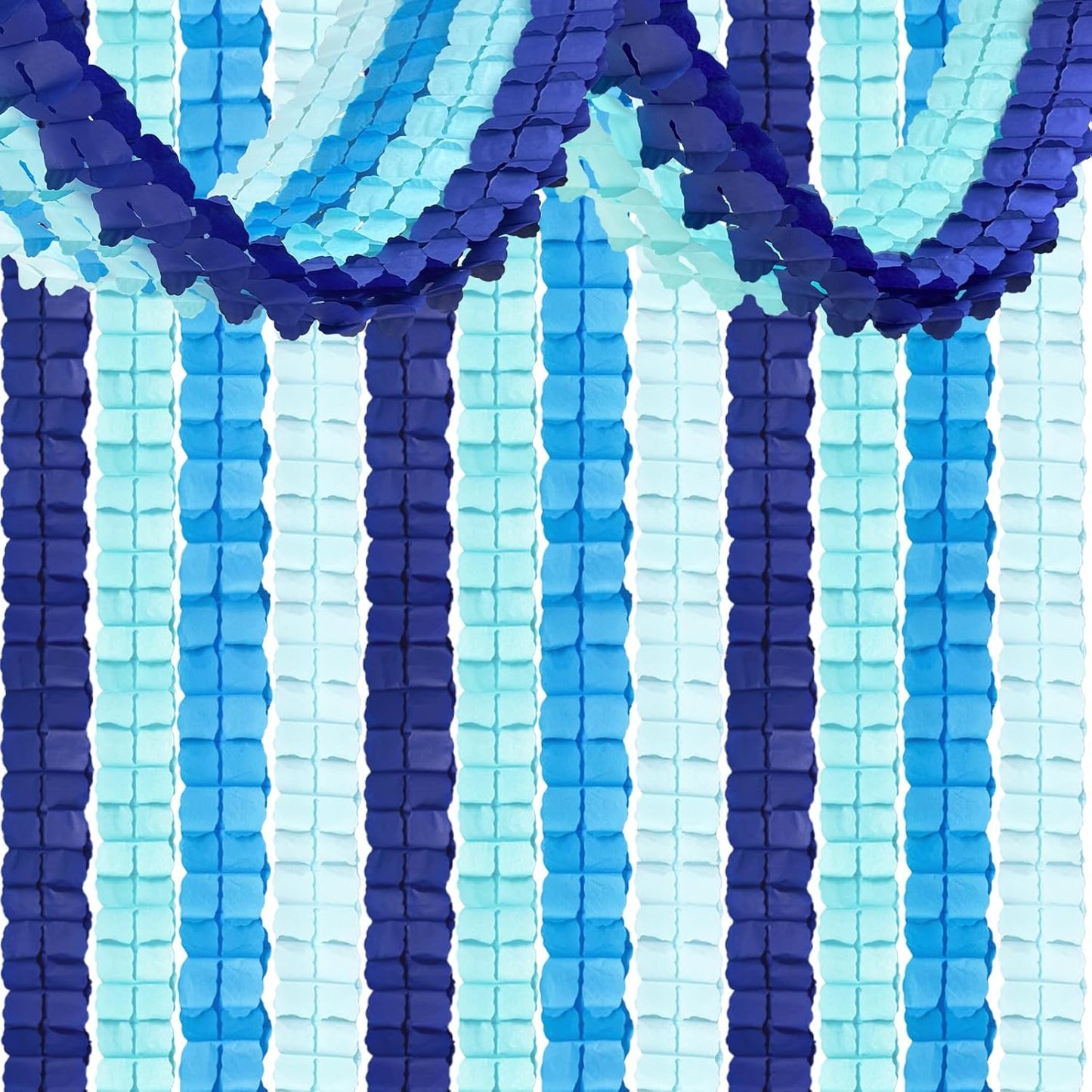 12Pcs Blue Party Decorations, Hanging Blue Streamers Garland for Women Boys Men Birthday Baby Shower Wedding Graduation Underwater Themed Party Backdrop Decor