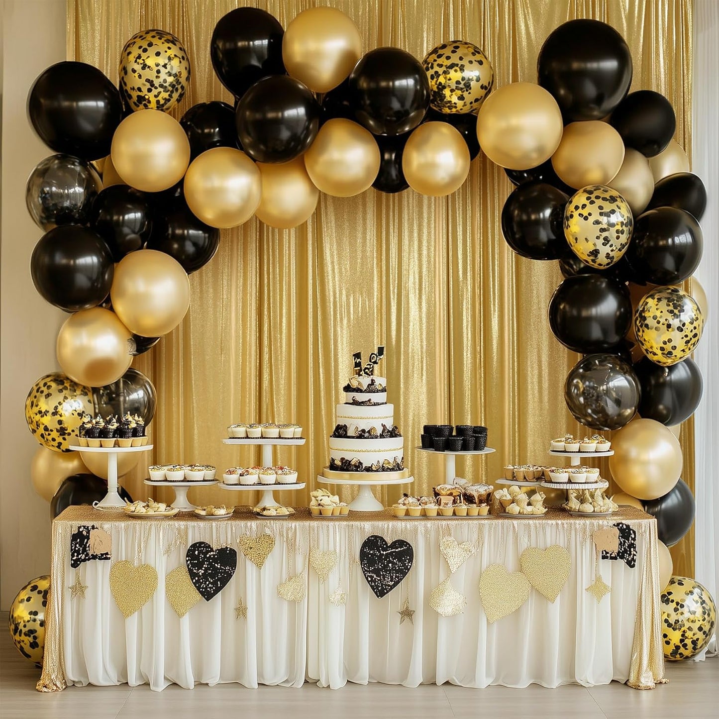 10x10 ft Gold Sequin Backdrop Curtain Panels for Parties, Wrinkle Free Glitter Photo Backdrop Drapes 2 Panels 5x10FT Shimmer Back Drop Cloth for Wedding Birthday Christmas Photography Background