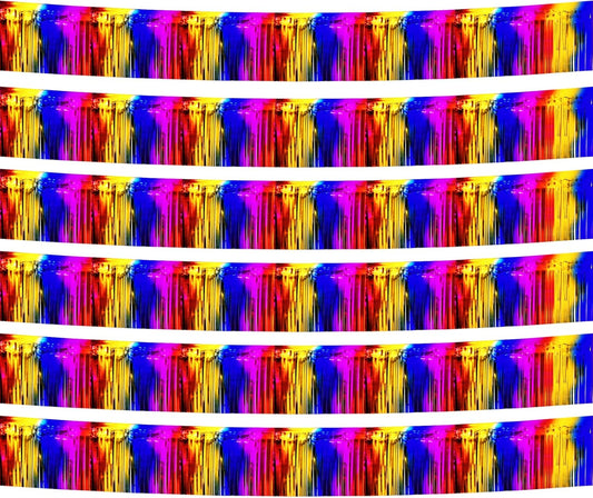 6 Pack 10 Feet Foil Fringe Garland Metallic Tinsel Streamers Banner Wall Hanging Curtain Backdrop Banner for Parade Floats, Thanksgiving, Christmas, Birthday, Halloween Party Decorations(Rainbow)