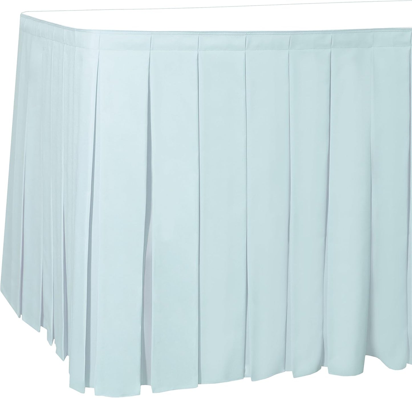 Ultimate Textile Pleat Polyester Fabric Table Skirt - Machine Washable Flame Resistant with Clips for Events, Weddings & Trade Shows, Cut & Sewn in Paterson, NJ - Ice Blue, 7' Box Pleat