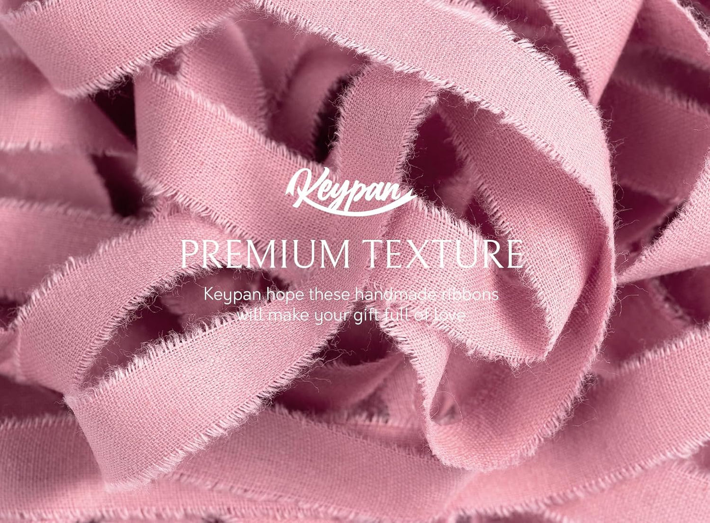 Pink Ribbon 5/8" x 21 Yards with Frayed Fringe Fabric Cotton Ribbons for Gift Wrapping Wedding Invitations Flower Bouquet Baby Shower