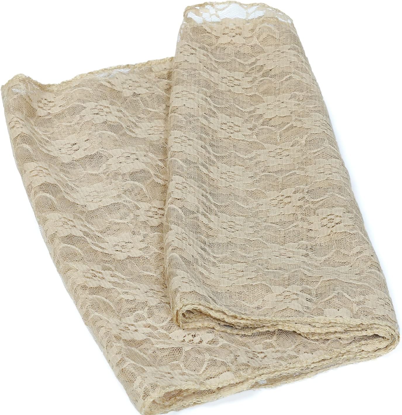 MDS Pack of 20 Wedding 12 x 108 inches Lace Table Runner for Wedding, Decorations for Birthday Parties, Banquets, Graduations, Engagements, and Runners fit Rectangle, Round Table- Champagne Gold