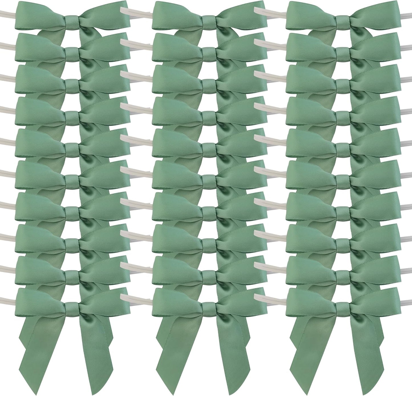 50pcs 2-1/2" Vanilla Green Satin Ribbon Bows with Twist Ties Celadon Satin Ribbon Bows for Candy Party Decoration Gift Packing Wrapping Accessories(2.5“,Vanilla)