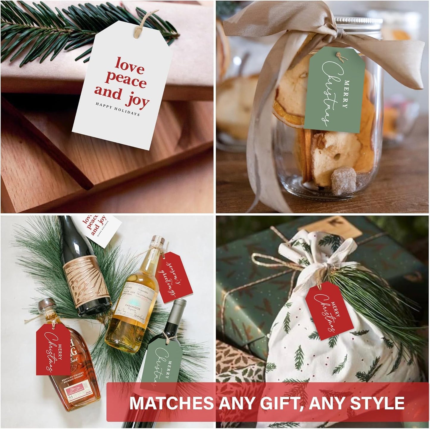 Elegant Christmas Gift Tags with String, 48 Premium Holiday Labels to Personalize Your Presents & Gift Bags, Christmas Tags for Xmas