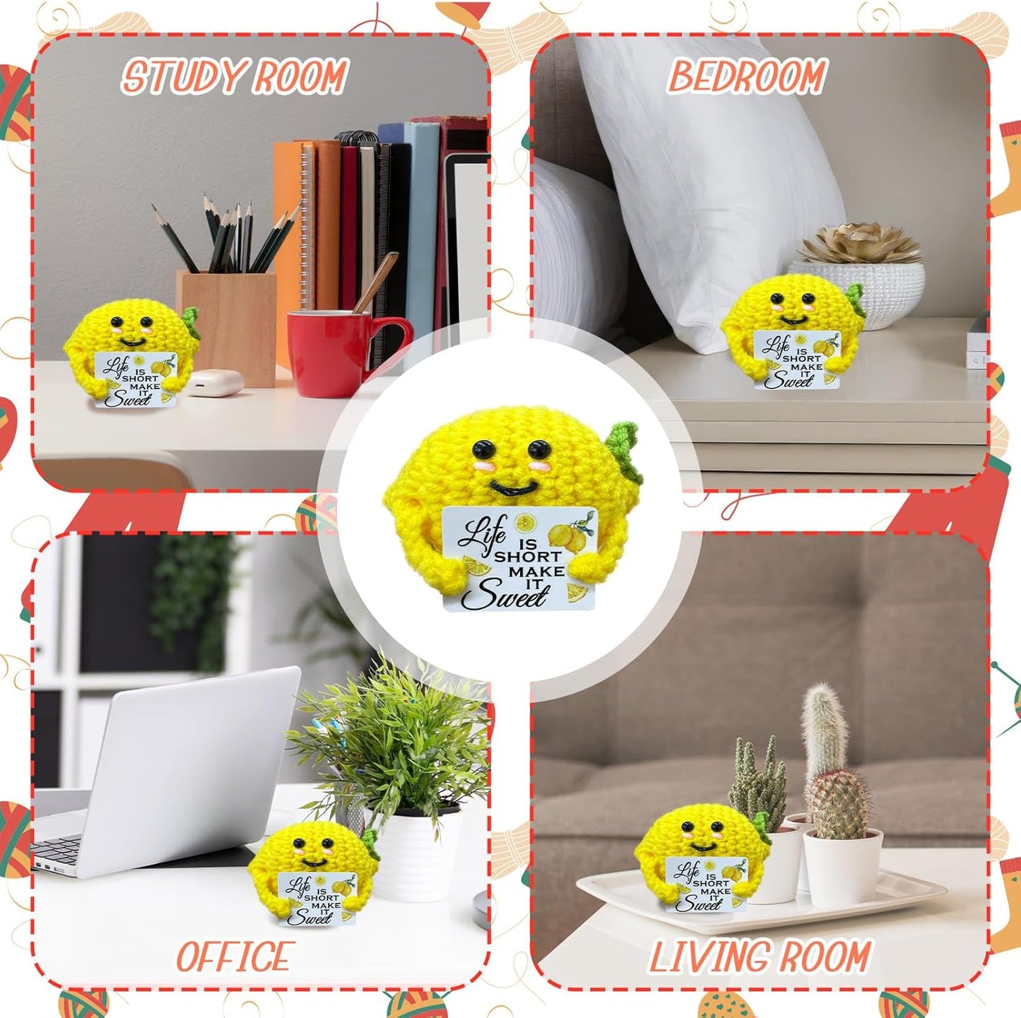 Emotional Support Crochet Lemon,Lovely Gift for Friends,Mom,Dad,Grandpa,Grandma,Colleagues,Classmates,Graduation Gift,Home Office Decoration