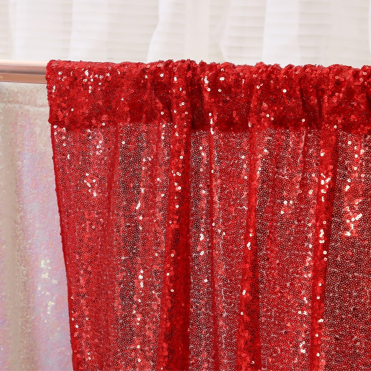 Poise3EHome Red Sequin Backdrop,5FT x 7FT Glitter Photography Background for Party Decoration