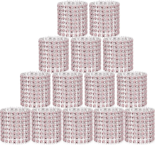 Pink Napkin Rings for Wedding Set of 150pcs,Rhinestone Diamond Crystal Napkin Rings Bulk for Wedding Reception, Dinner, Place Settings, Holiday Parties or DIY Decoration (150,Light Pink)