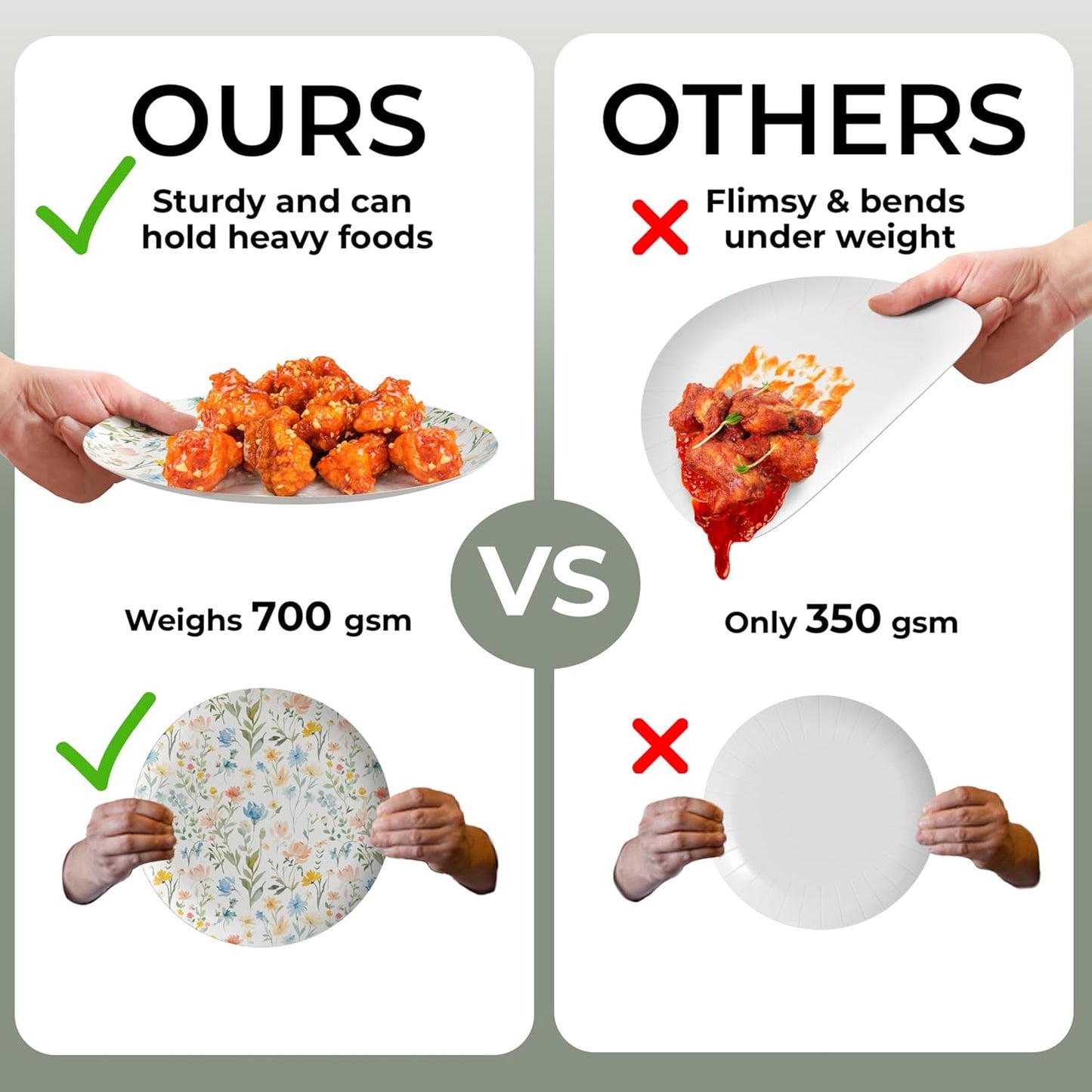 Trendables Heavy Duty Paper Plates Set For 16 Guests - 16 Each Of 8-inch And 10-inch Disposable Plates For Party - Fancy 32 Piece Dinnerware Set For All Occasions | Floral Design, Petite Fleur