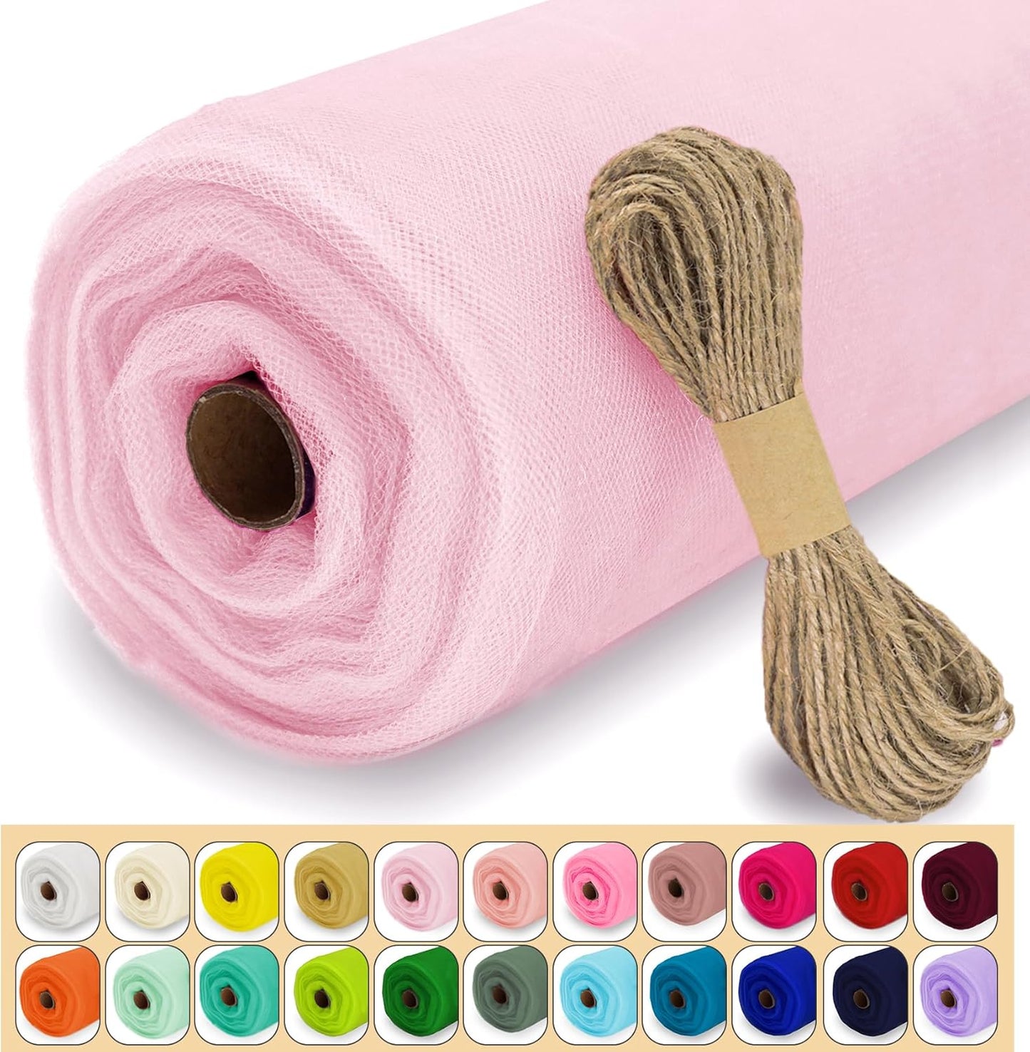 Light Pink Tulle Fabric Roll, 54" x 40 Yards (120FT) Tulle for Wedding Decoration DIY Tutu Party Valentine's Day Backdrop Baby Shower Table Skirts Gift Wrapping