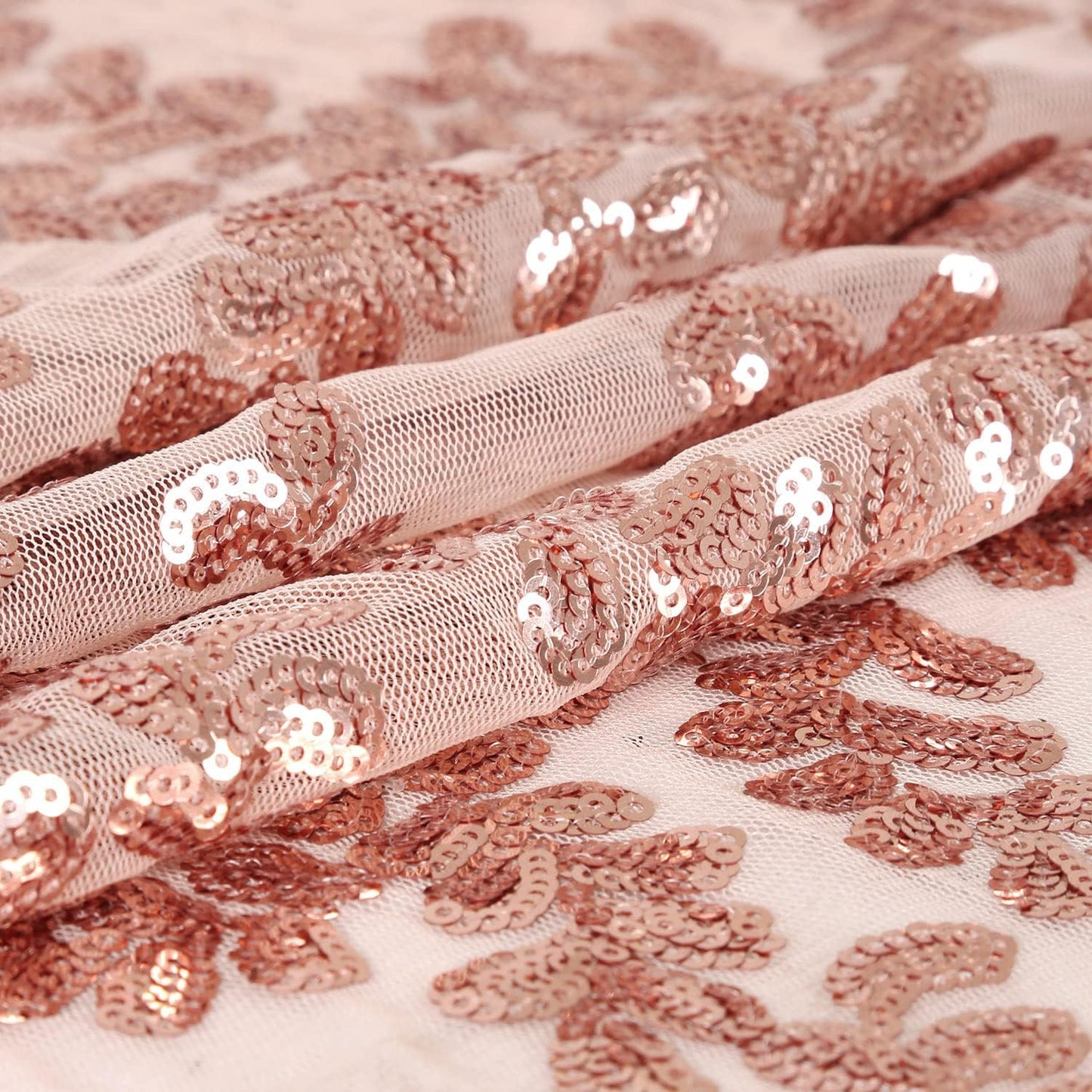 Sequin Table Runners 5 Pieces Rose Gold Flower Table Runners 12x72 Inch Glitter Dining Table Cover for Party Wedding Birthday Reception Banquet Decoration Spring Party Chair Sashes