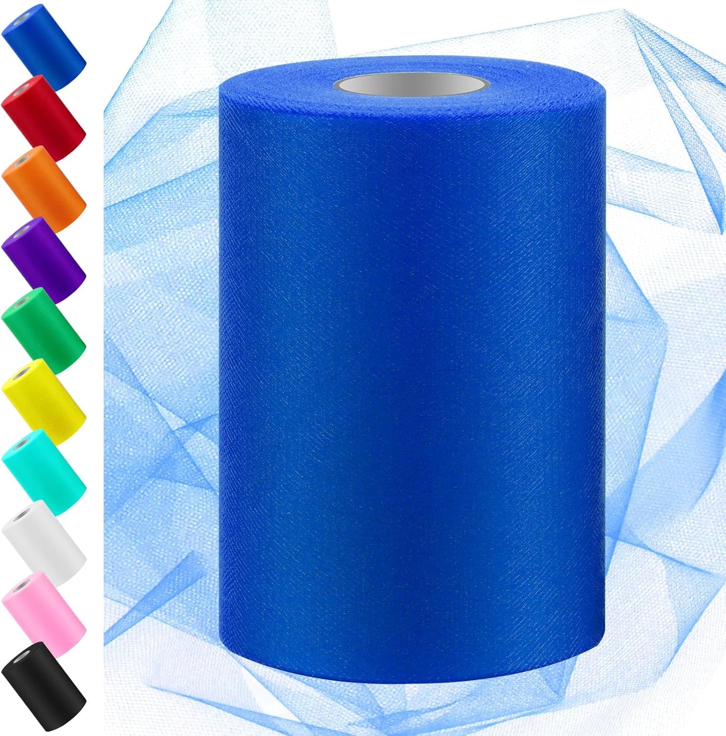 Swpeet 6 Inch by 100 Yards Royal Blue Tulle Fabric Roll, Fabric Spool Tulle Ribbon, Netting Polyester Spool Ideal for DIY Handmade Birthday Party Wedding Decorations Christmas Craft Supplies