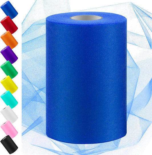 Swpeet 6 Inch by 100 Yards Royal Blue Tulle Fabric Roll, Fabric Spool Tulle Ribbon, Netting Polyester Spool Ideal for DIY Handmade Birthday Party Wedding Decorations Christmas Craft Supplies