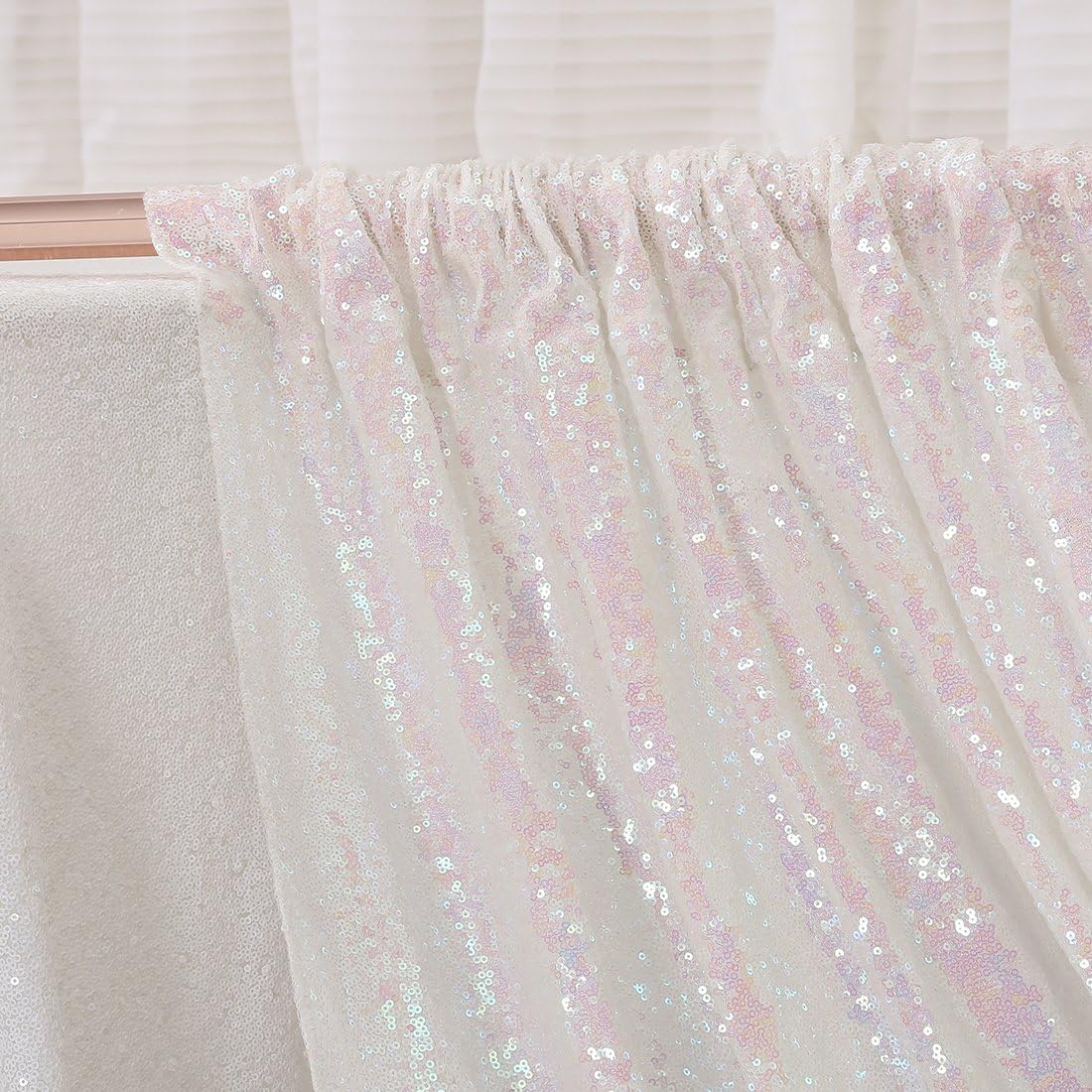 Poise3EHome Iridescent Sequin Backdrop,6FT x 8FT Sequin Photography Backdrop Curtain for Party Decoration, Iridescent