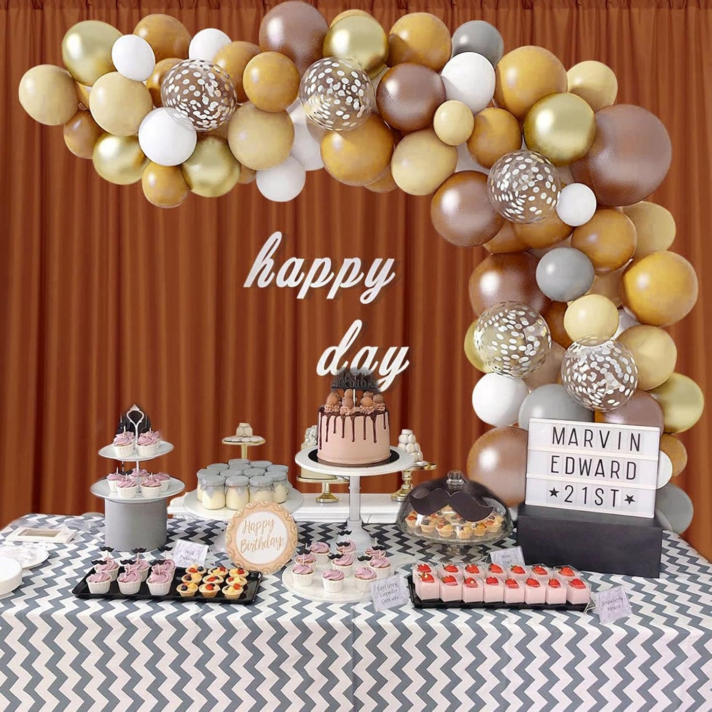 10 x 7 Feet Bronze Backdrop Curtain for Partie, Background Curtains for Photoshoot, Birthday, Wedding, Halloween, Thanksgiving, Christmas, New Year Party Decorations 5Ft x 7Ft, 2 Panels