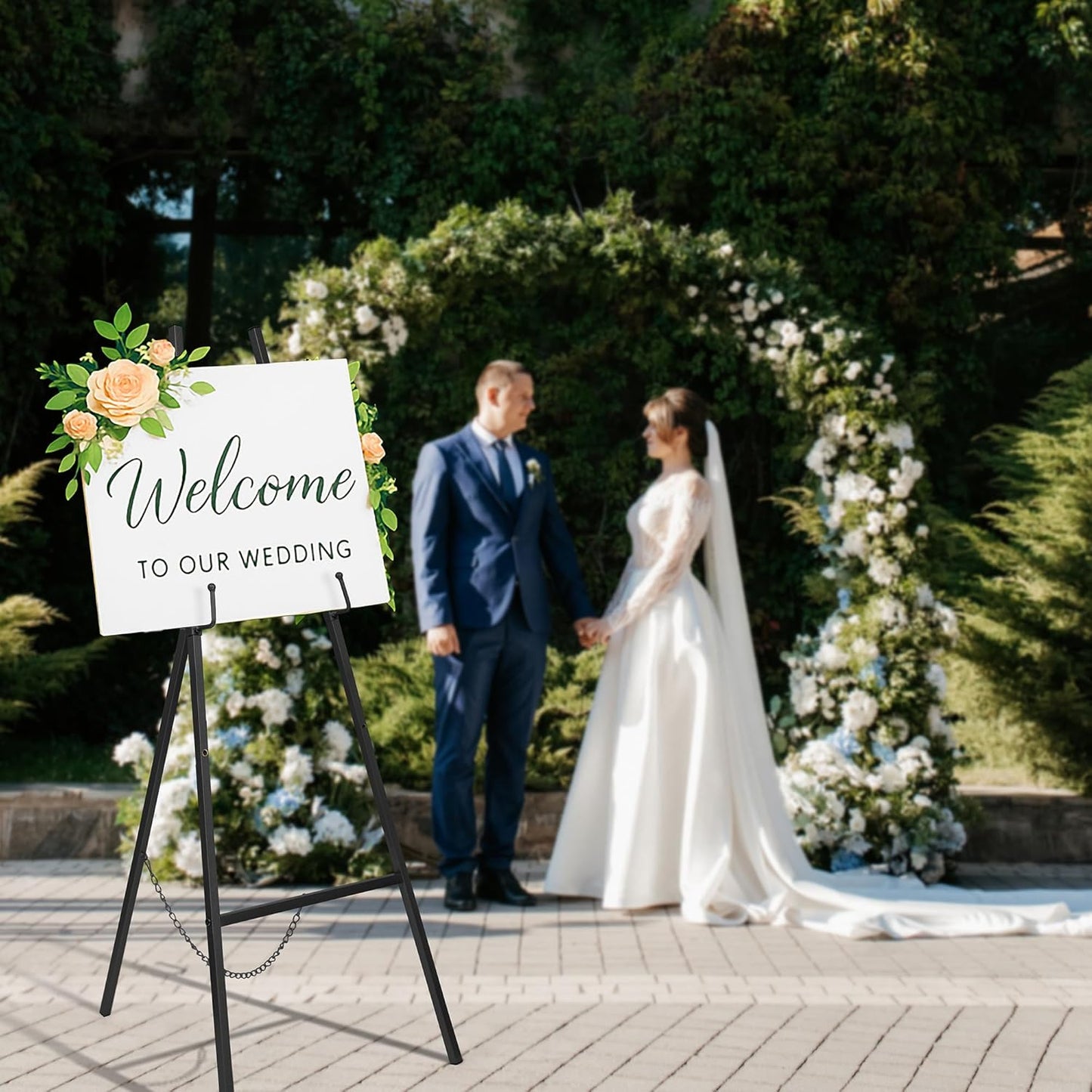 ARTASY 57" Black Easel Stand for Wedding Signs, Posters, Portable Artist Easel for Painting Canvas, Display Easel for Home and Office