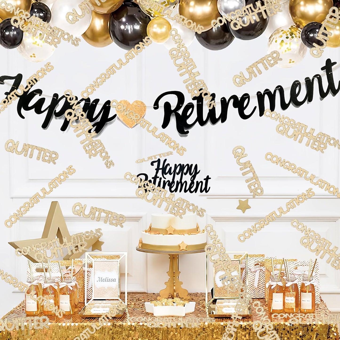 Congratulations Quitter Confetti, Champagne Gold Glitter Retirement Confetti for Table, Graduation Party Table Decor, Funny Retirement Party Table Scatters, Congrats Grad Going Away Party Supplies