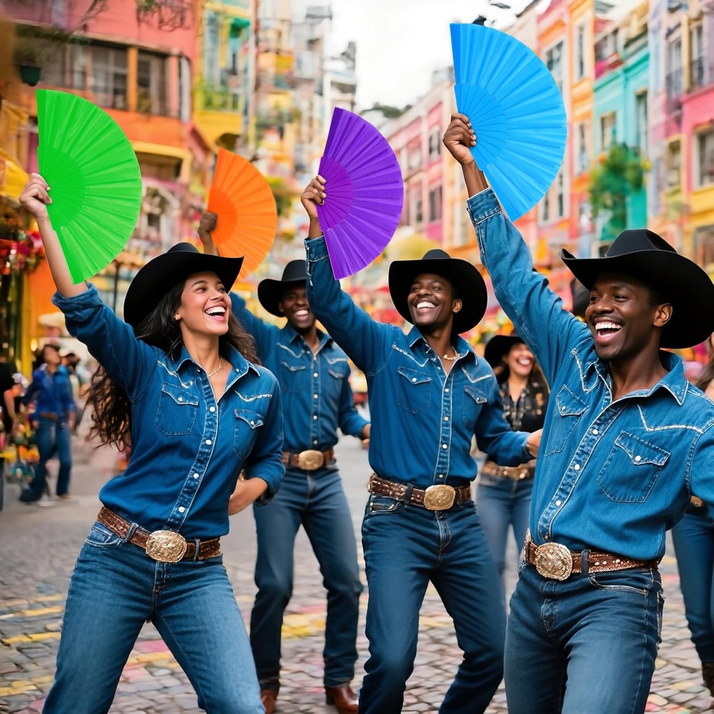 Geetery 30 Pcs Folding Hand Fan for Line Dancing Spanish Boots on the Ground Fans Gifts Bulk Colorful Silk Popping Rave for Women Tea Party Wedding Church Halloween Costume(Gauze,Pure Color)