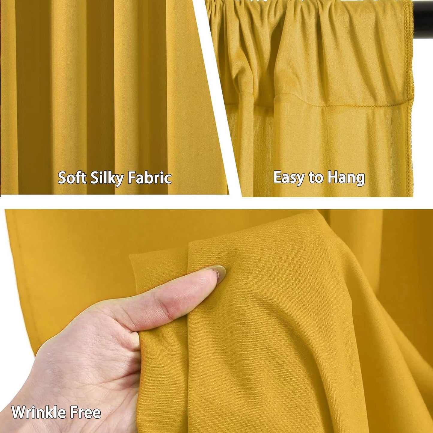 10 x 7 Feet Gold Backdrop Curtain for Partie, Background Curtains for Photoshoot, Birthday, Wedding, Halloween, Thanksgiving, Christmas Day, New Year Party Decorations 5Ft x 7Ft, 2 Panels