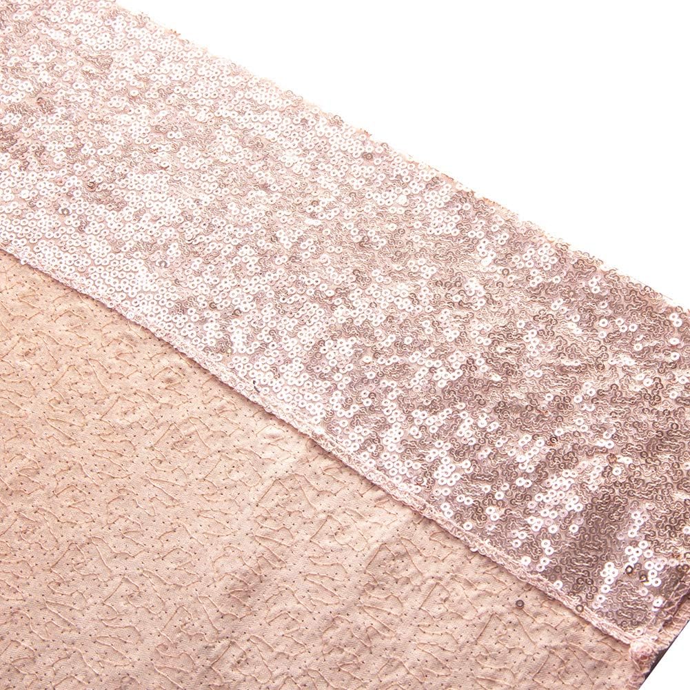 SquarePie Sequin Backdrop Non-Transparent Background Sparkly Curtain for Wedding Party 4FT x 7FT Rose Gold